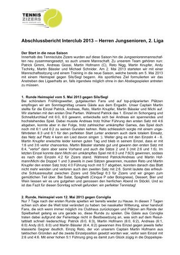 Herren Jungsenioren, 2. Liga - Tennisclub Zizers