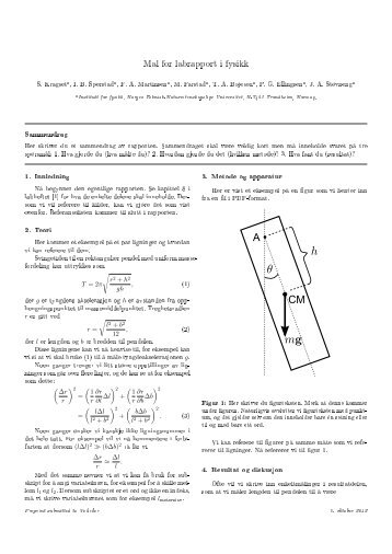 Mal for labrapport i fysikk - NTNU