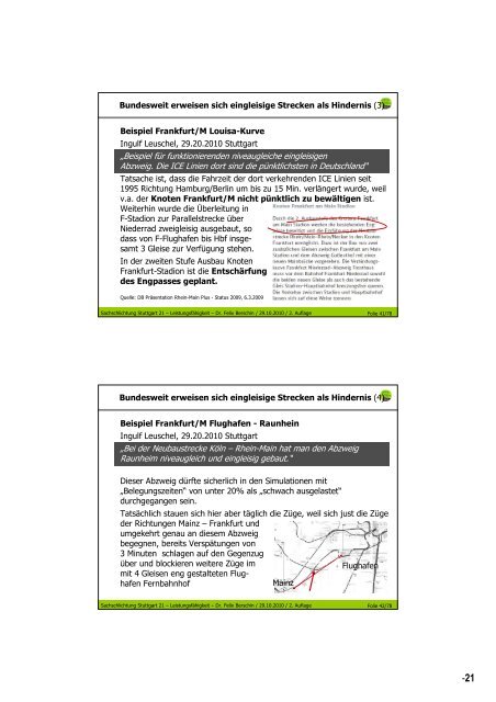 Thema Leistungsfähigkeit und Verkehr - Schlichtung Stuttgart 21