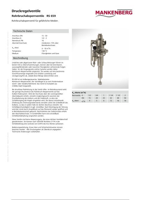 Druckregelventile - Mankenberg