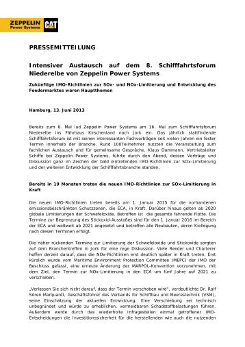 Zeppelin Power Systems: Pressemitteilung zum 8. Schifffahrtsforum ...