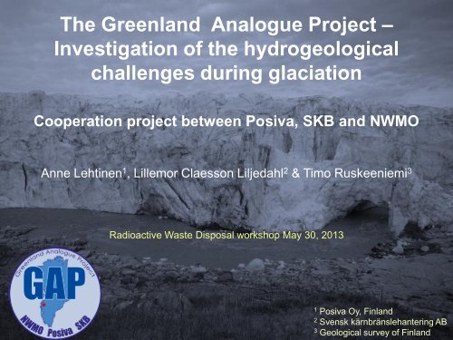 Greenland Analogue Project â Investigation of the hydrogeological ...