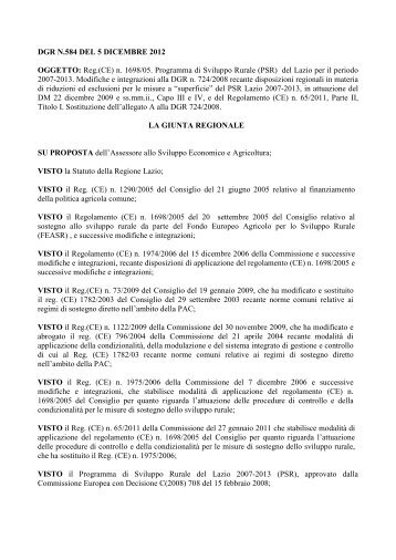 DGR 584 del 05 12 2012 - PSR 2007/13 - Misure a superficie