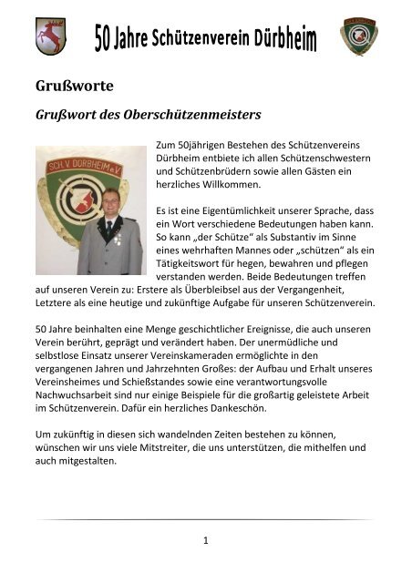 Festschrift - Schützenverein Dürbheim