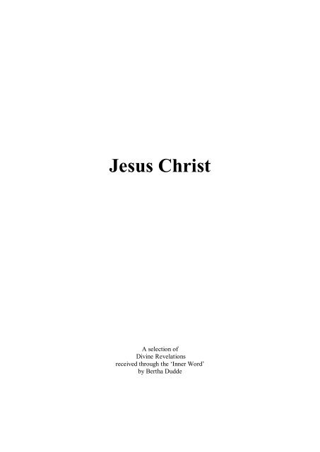 Jesus Christ - Bertha Dudde