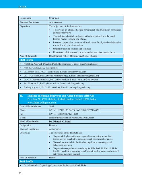 Directory of HRD Institutions & Experts in the SAARC Region