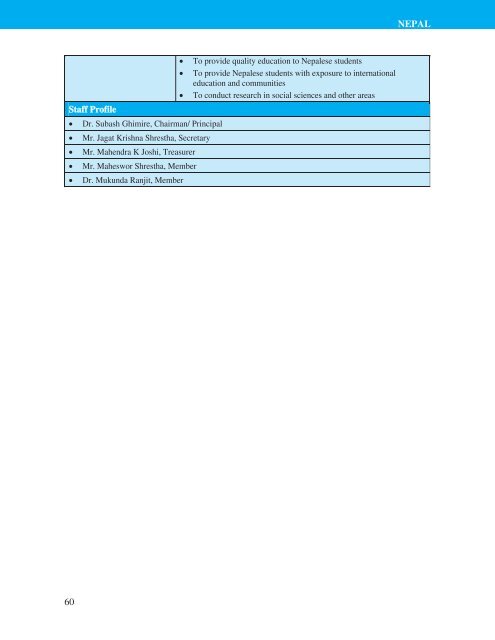 Directory of HRD Institutions & Experts in the SAARC Region