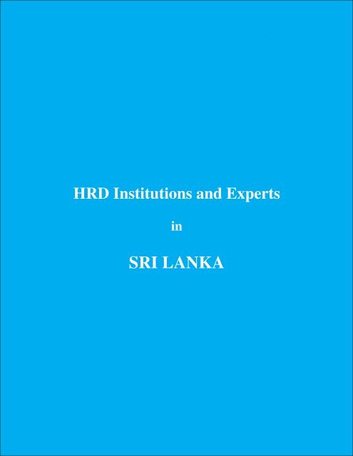 Directory of HRD Institutions & Experts in the SAARC Region