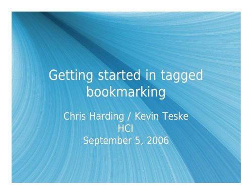Getting started in tagged bookmarking Getting started in tagged ...