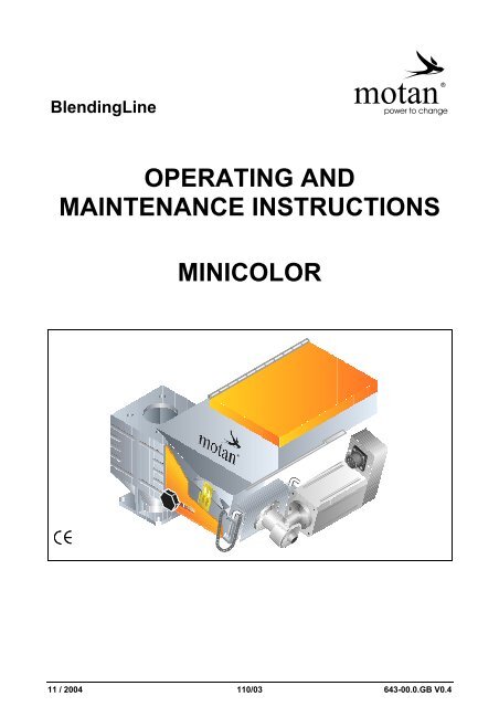 OPERATING AND MAINTENANCE INSTRUCTIONS MINICOLOR