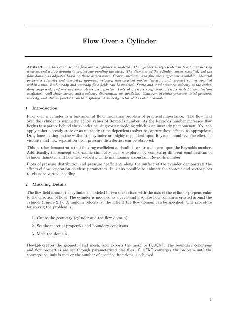 Flow Over a Cylinder - PhilonNet Engineering Solutions