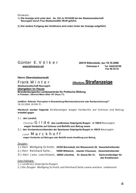 057. Neuruppiner Langfinger - bei Bohrwurm.net