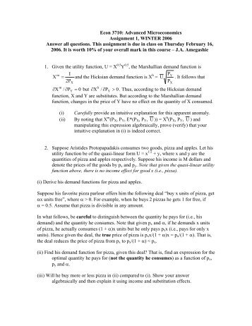 Microeconomics assignment answer key