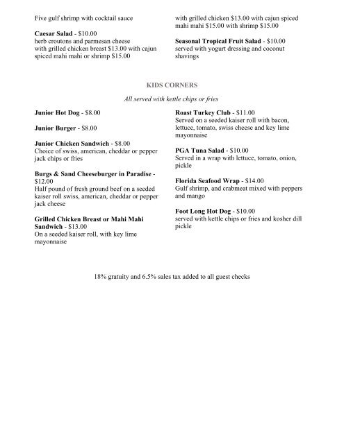 Wave Bar & Grill Menu