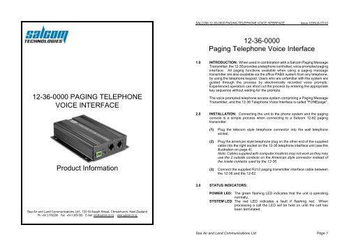 DOWNLOAD 12-36-0000 Paging Telephone Interface ... - Salcom