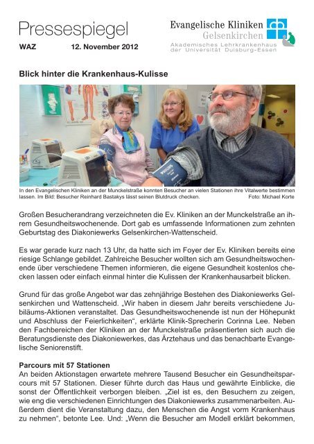 Pressespiegel - Evangelische Kliniken Gelsenkirchen GmbH