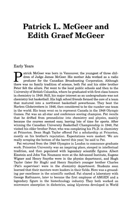 Edith Graef McGeer - Society for Neuroscience