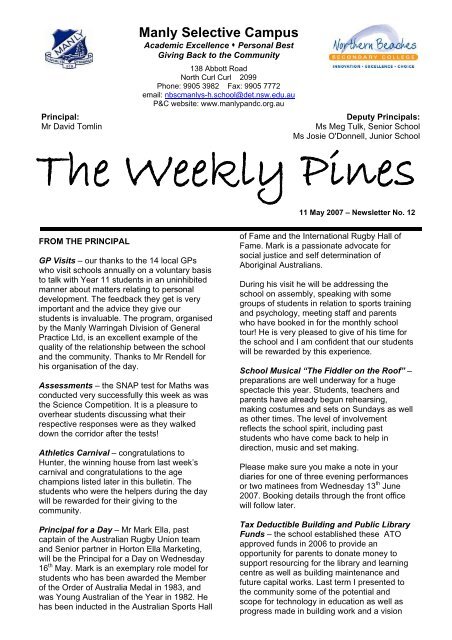 The Weekly Pines - Manly Selective Campus