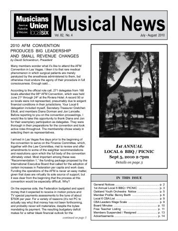 Musical News - Musicians Union Local Six