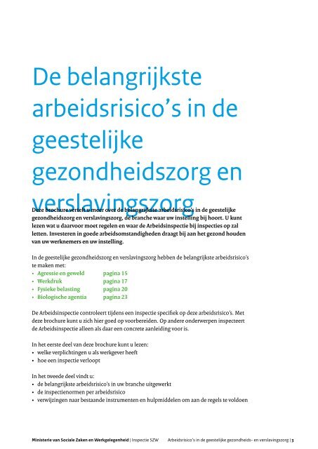 Arbeidsrisico's in de geestelijke gezondheidszorg en - Inspectie SZW