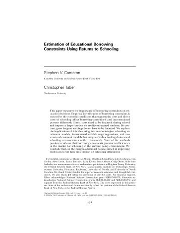 Estimation of Educational Borrowing Constraints Using Returns to ...