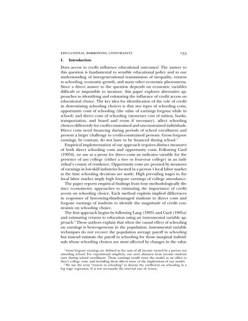 Estimation of Educational Borrowing Constraints Using Returns to ...