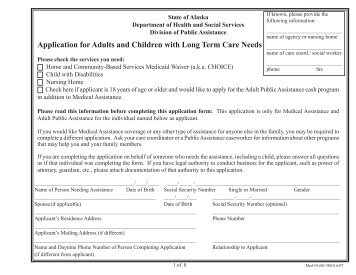 Application for Adults and Children with Long Term Care Needs