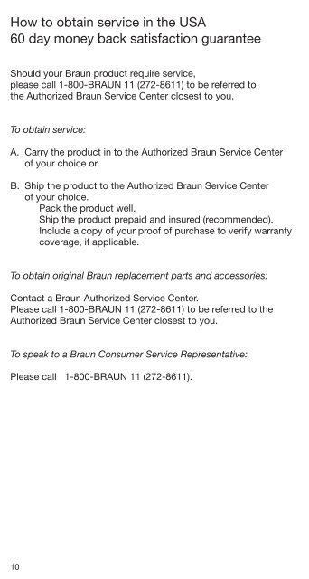 Series 7 - Braun Consumer Service spare parts use instructions ...