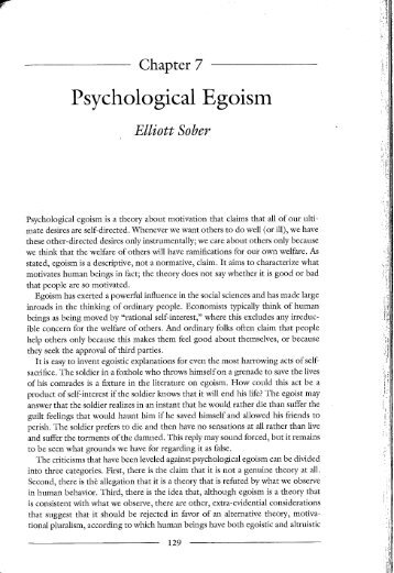 egoism magazines psychological egoism