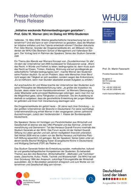 Presse-Information Press Release - Herbert-Quandt-Stiftung