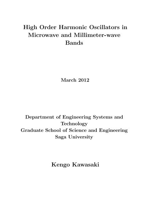 High Order Harmonic Oscillators in Microwave and Millimeter-wave ...