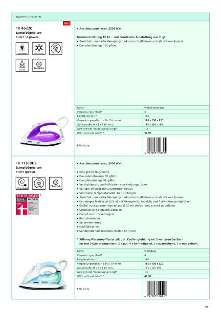 Preisliste Consumer Products - Siemens Hausgeräte