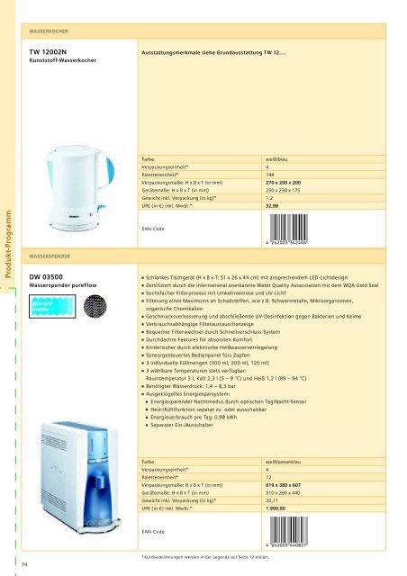 Preisliste Consumer Products - Siemens Hausgeräte