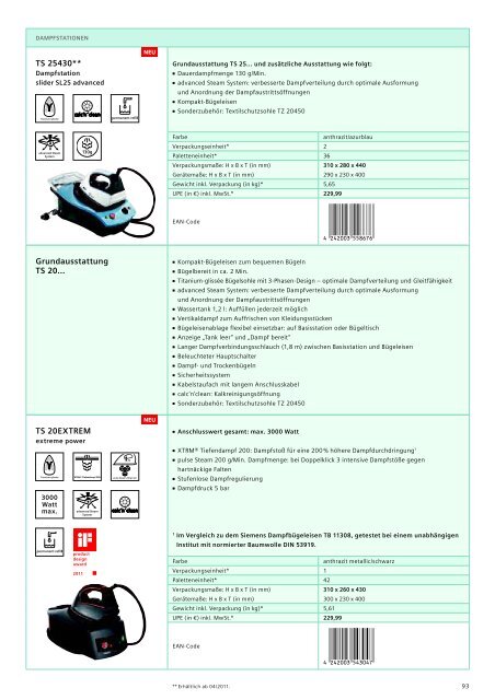 Preisliste Consumer Products - Siemens Hausgeräte