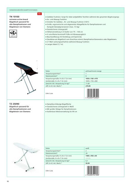 Preisliste Consumer Products - Siemens Hausgeräte