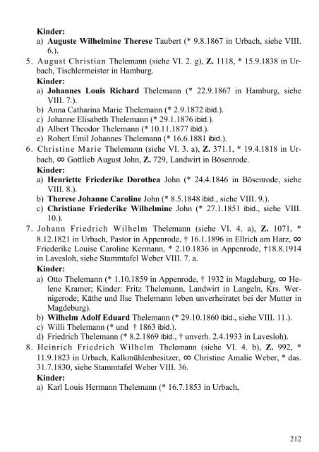 Stammtafel der Familie Thelemann. - Familienverband Ziering ...