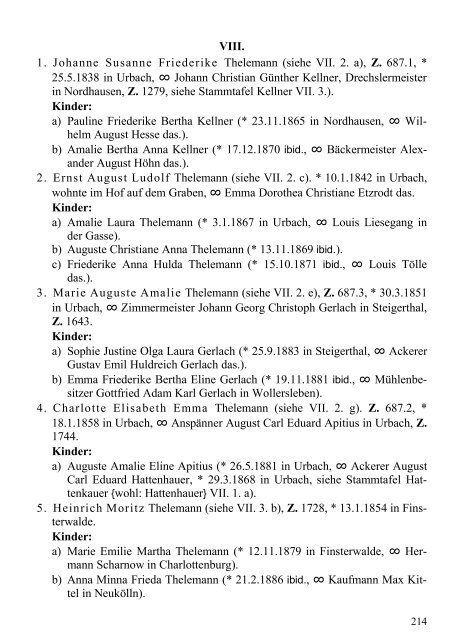 Stammtafel der Familie Thelemann. - Familienverband Ziering ...