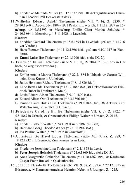 Stammtafel der Familie Thelemann. - Familienverband Ziering ...