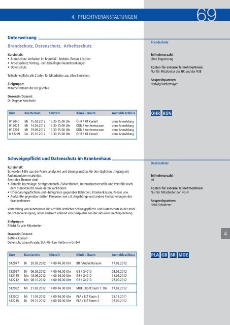 BILDUNGSPROGRAMM - SLK-Kliniken Heilbronn GmbH