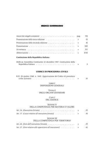 indice sommario codice di procedura civile disposizioni ... - La Tribuna