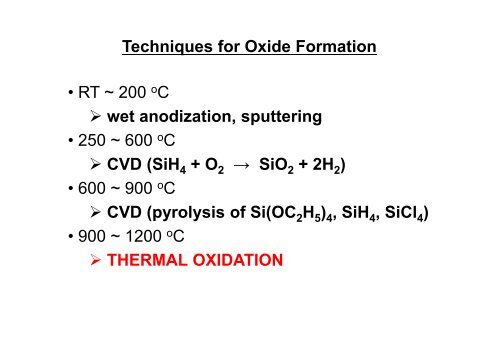 4. (Thermal) Oxidation