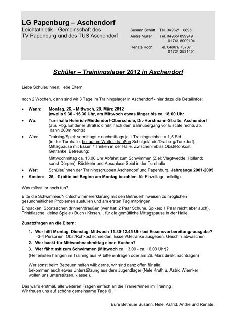 Trainingslager konkret Infos.pdf - LG Papenburg-Aschendorf