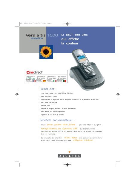 Alcatel Versatis 1600 Téléphones Sans Fil Dect Onedirect