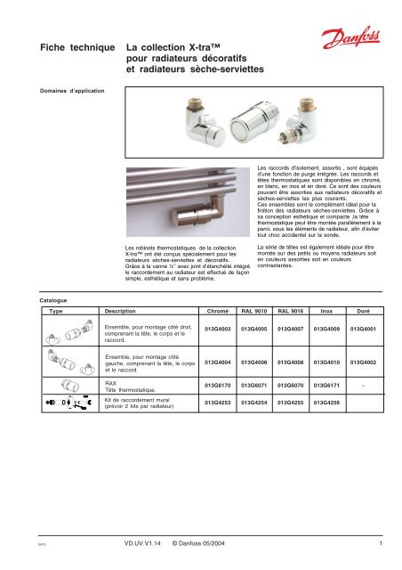 Kit thermostatique X-tra Danfoss pour radiateur sèche-serviettes