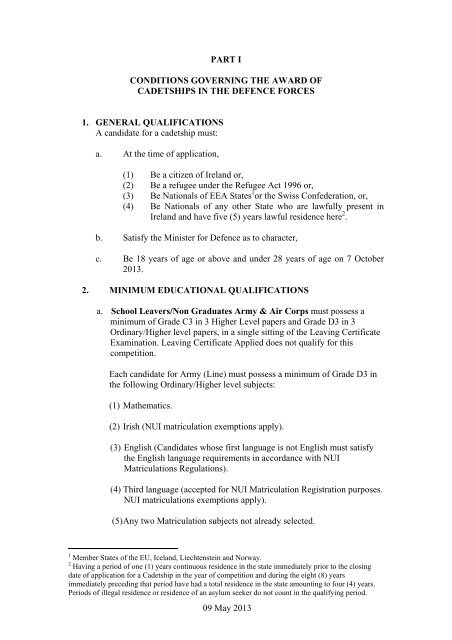 09 May 2013 TERMS & CONDITIONS AND ... - Defence Forces