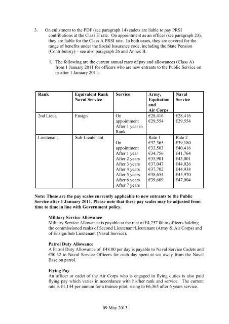 09 May 2013 TERMS & CONDITIONS AND ... - Defence Forces