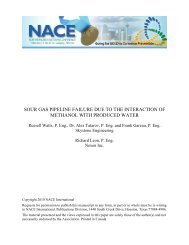 sour gas pipeline failure due to the interaction of ... - NACE Calgary