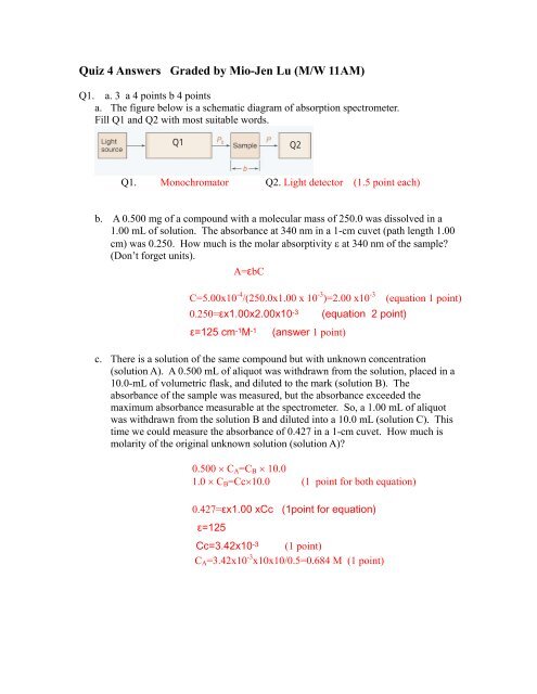 Quiz 4 Answers Graded By Mio Jen Lu M W 11am