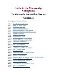 Guide to the Manuscript Collections Contents - Chesapeake Bay ...