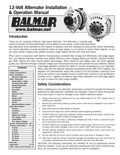 2008 12-Volt Alternator Manual For PDF.qxd - Balmar